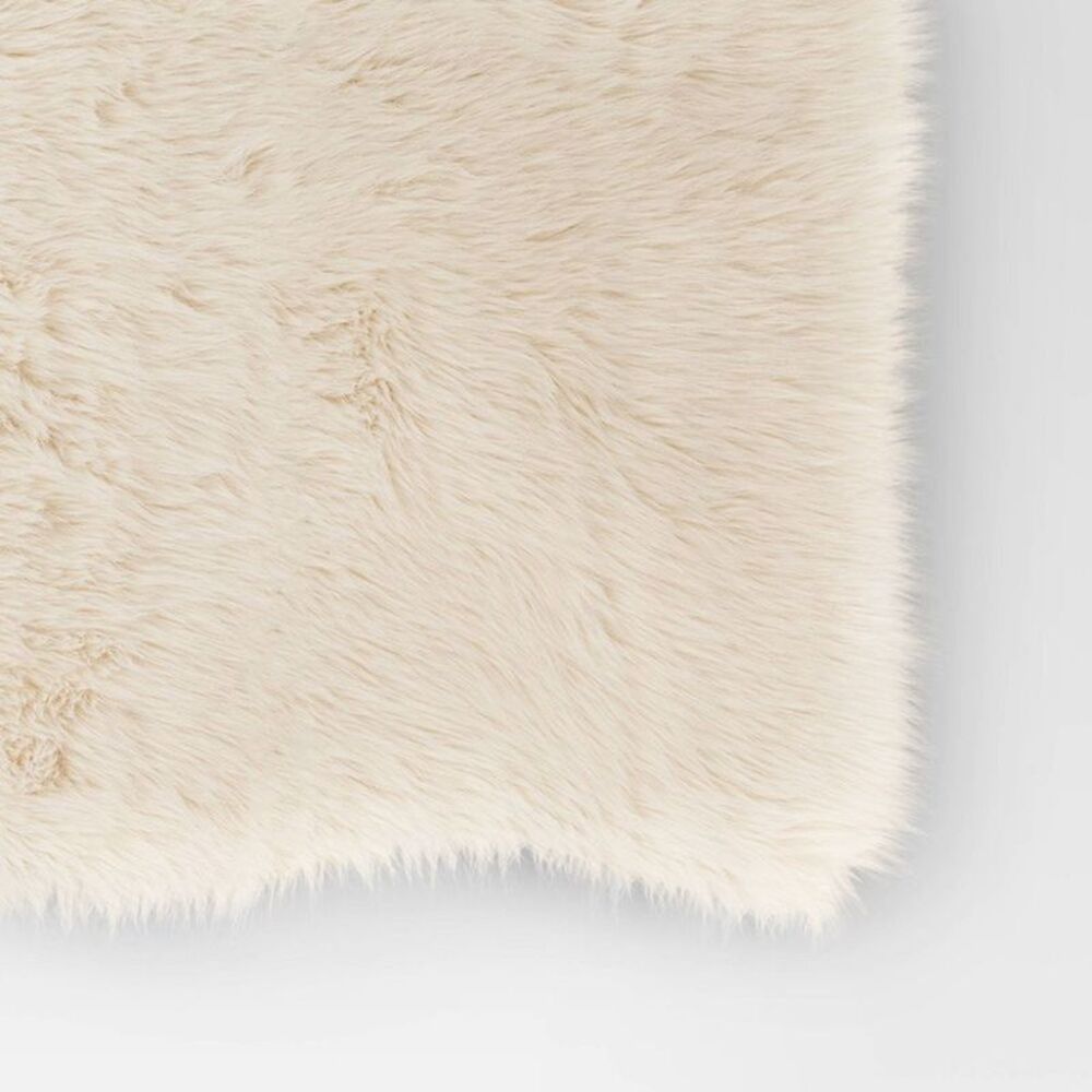 Threshold -  Faux Fur Pelt Decorative Sofa Throw Blan Ivory - Picture 3 of 4